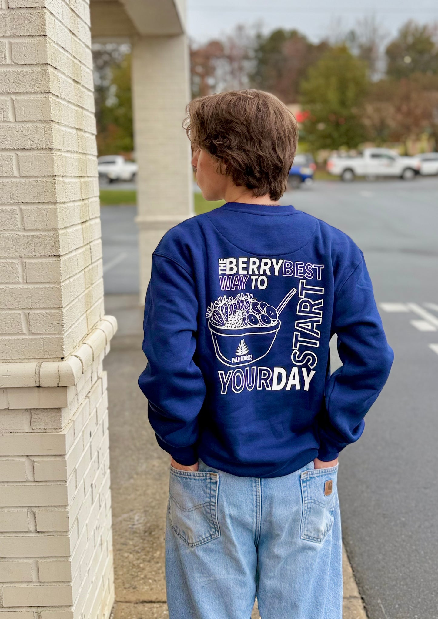 Palm Berries Blue Crewneck